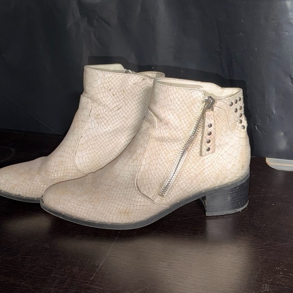 Fergalicious White Textured Ankle Boots with Stud Accents - Picture 2 of 2
